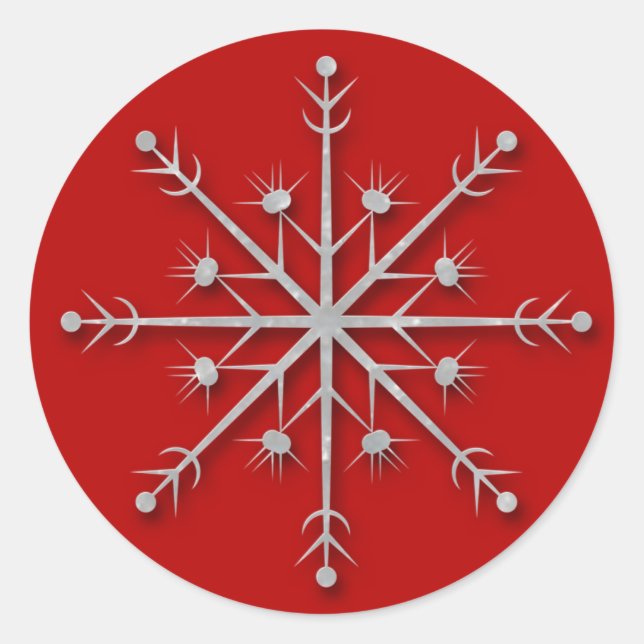 Snowflake red 5 - holiday sticker (Front)