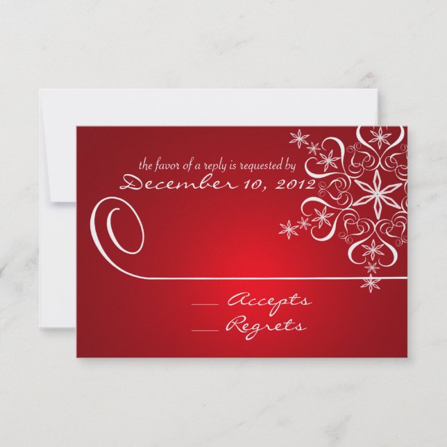 Snowflake Red Elegance Response Card (Front)