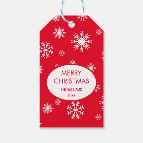 Snowflake Red Holiday Christmas Gift Tags