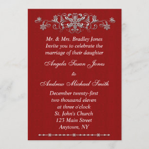 Snowflake Red Invitation