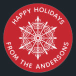 Snowflake Red White Simple Christmas Sticker<br><div class="desc">A festive red and white holiday snowflake sticker that adds that finishing touch to your Christmas Cards. Designed for you by Blackberry Boulevard.</div>