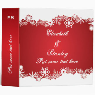 Snowflake red white winter wedding binder