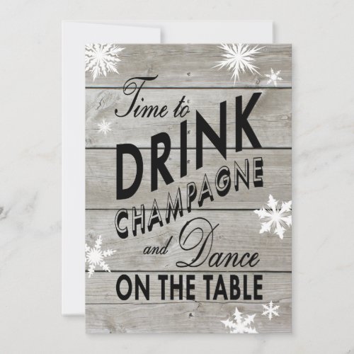 Snowflake Rehearsal Dinner Time to Drink Champagne Invitation