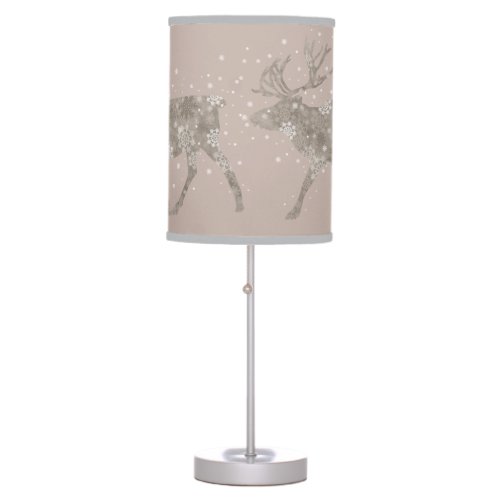 Snowflake Reindeer On Light Tan Table Lamp