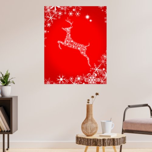 Snowflake Reindeer Poster