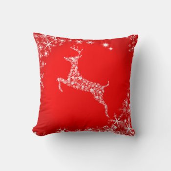 Snowflake Reindeer Throw Pillow by BamalamArt at Zazzle
