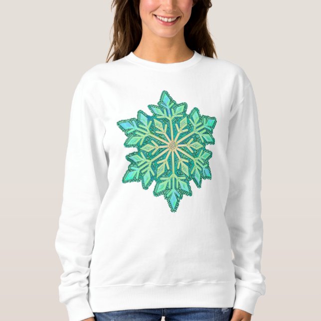 SNOWFLAKE-Retro Vintage Snowflake, Winter Sports Sweatshirt (Front)