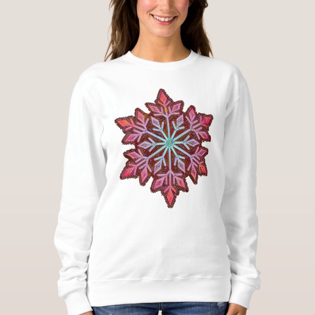 SNOWFLAKE-Retro Vintage Snowflake, Winter Sports Sweatshirt (Front)