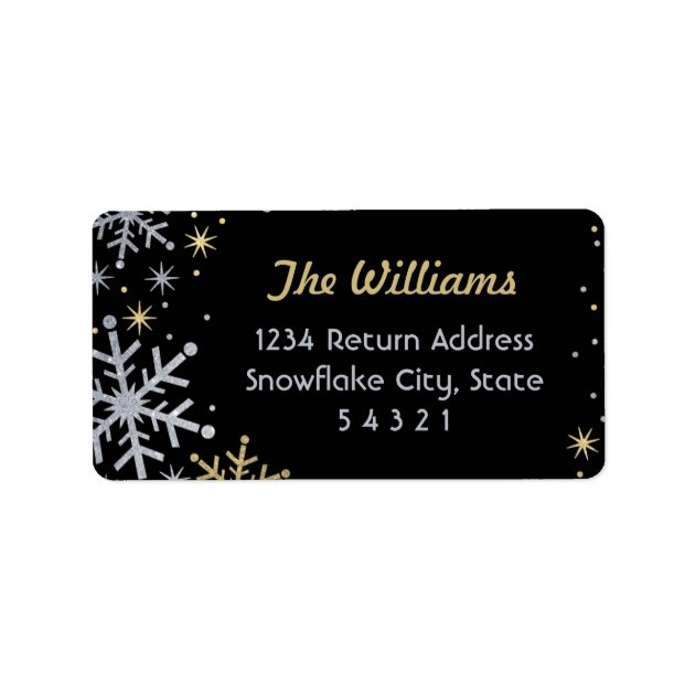 Snowflake Return Address Labels | Silver And Gold