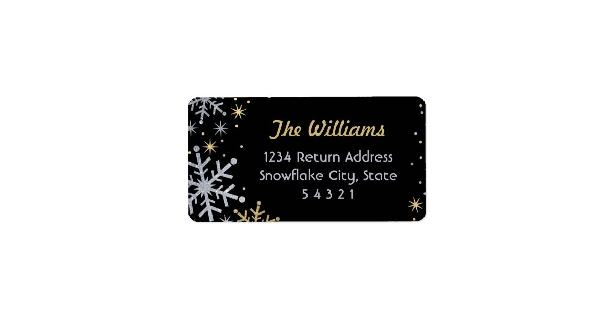 Snowflake Return Address Labels | Silver And Gold