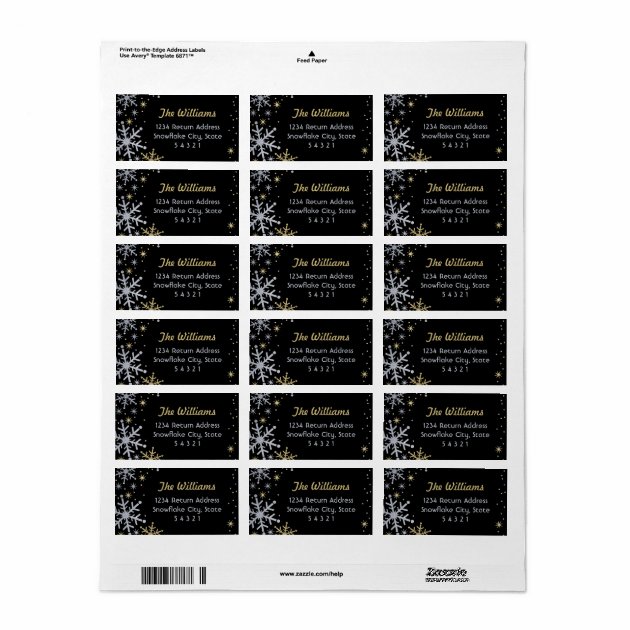 Snowflake Return Address Labels | Silver And Gold