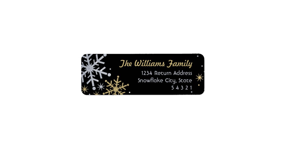 Snowflake Return Address Labels | Silver And Gold