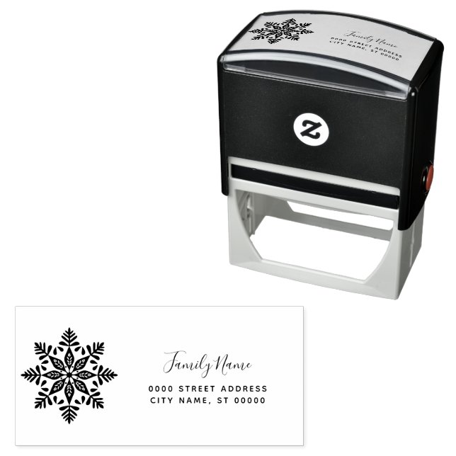 Snowflake Return Address Self-inking Stamp (In Situ)