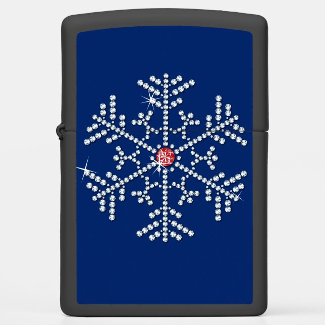 Snowflake Rhinestone  Diamond Zippo Lighter Design (Front)