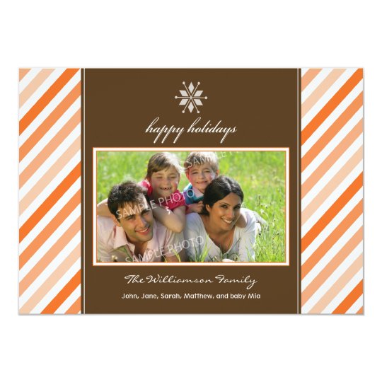 Snowflake Ribbon Family Holiday Card (orange)