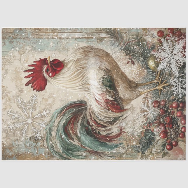 Snowflake Rooster Tissue Paper (Front)