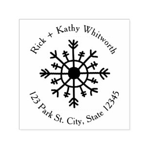 Snowflake Round Address Self-inking Stamp