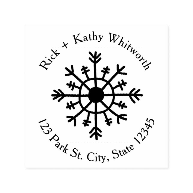 Snowflake Round Address Self-inking Stamp (Design)