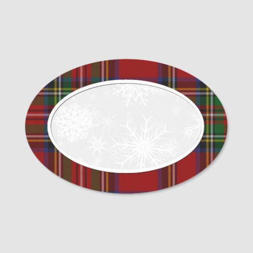 Snowflake Royal Stewart Plaid Name Tag