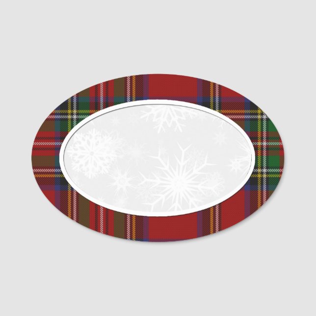 Snowflake Royal Stewart Plaid Name Tag (Front)