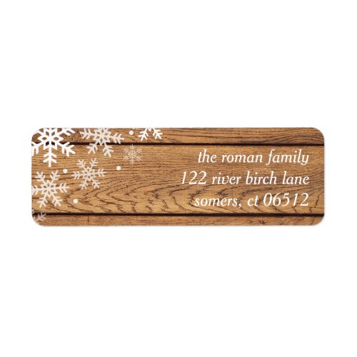 Snowflake Rustic Wood Holiday Return Address Label