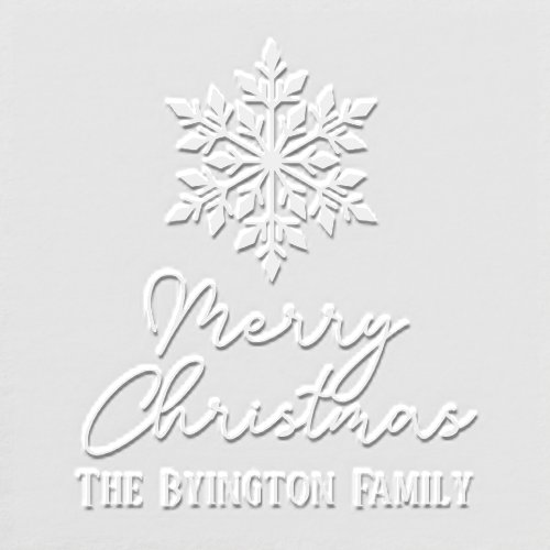 Snowflake Script Holiday Greeting Family Name Embosser