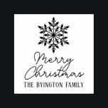 Snowflake Script Holiday Greeting Family Name Self-inking Stamp<br><div class="desc">Elegant Snowflake Script Holiday Greeting,  Optional Family Name =========</div>