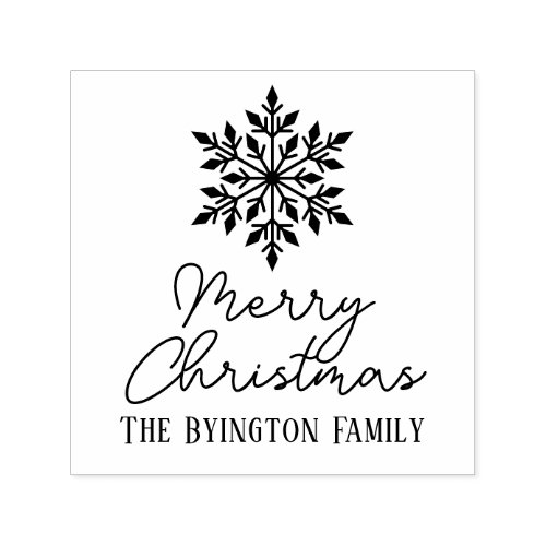 Snowflake Script Holiday Greeting Family Name Self_inking Stamp
