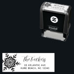 Snowflake Script Modern Christmas Return Address Self-inking Stamp<br><div class="desc">This simple design features a pretty snowflake with a script name. Click the customize button for more flexibility in modifying/adding text/photos and design elements! Variations of this design as well as coordinating products are available in our shop, zazzle.com/store/doodlelulu. Contact us if you need this design applied to a specific product...</div>