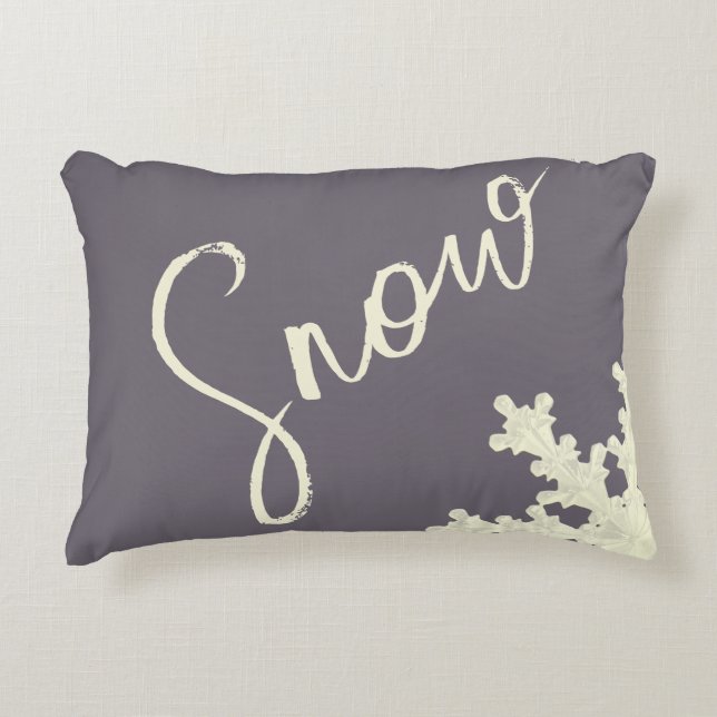 Snowflake script sugarplum purple butter cream  accent pillow (Front)