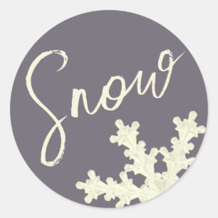 Snowflake script sugarplum purple butter cream classic round sticker