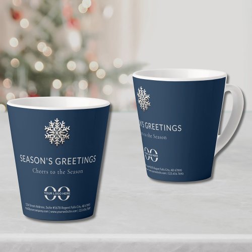 Snowflake Season's Greetings Latte Mug with Logo - Product | North Red Vine