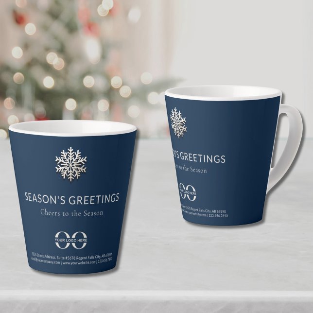 Snowflake Season's Greetings Latte Mug with Logo (Creator Uploaded)