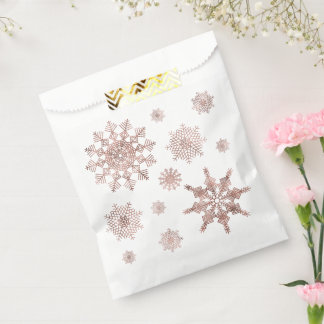 Snowflake Shapes In Faux Rose Gold Looking Color Favor Bag