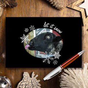 Snowflake Sheep: Let it Snow Holiday Greeting Card