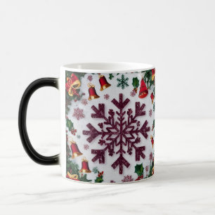 Snowflake Silhouettes Pattern Rustic Christmas Color Morph Mug