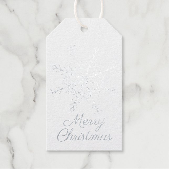 Snowflake Silver  Foil Gift Tags (Front)