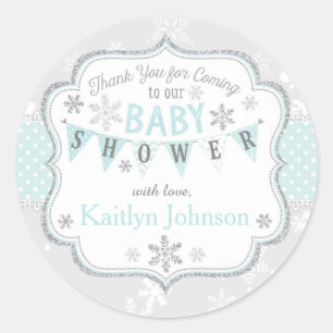 Snowflake Silver Glitter Winter Thank You Label
