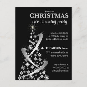 Snowflake & Silver Ribbon Christmas Tree Invite