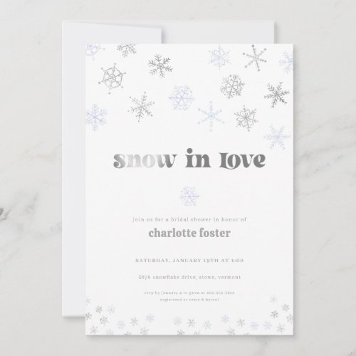 Snowflake Snow in Love Bridal Shower Invitation