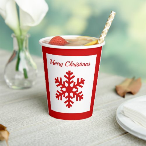 Snowflake Snow Winter Merry Christmas Red White  Paper Cups