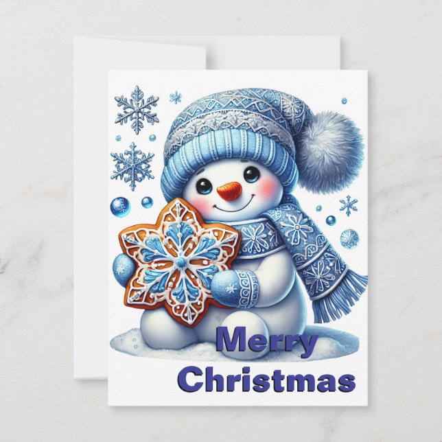 Snowflake Snowman Christmas Card (Front)