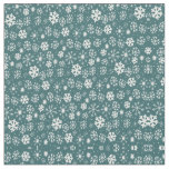 Snowflake Snowstorm In Aqua Blue Fabric