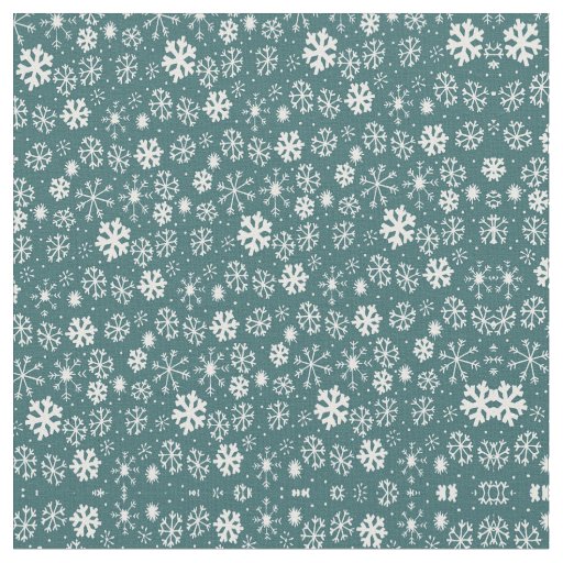 Snowflake Snowstorm In Aqua Blue Fabric