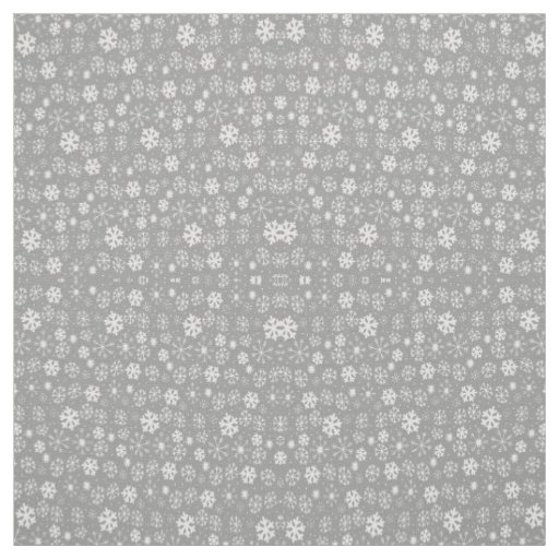 Snowflake Snowstorm In Silver Grey Fabric