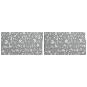 Snowflake Snowstorm In Silver Grey Pillow Case
