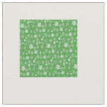 Snowflake Snowstorm With Green Background Fabric