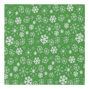Snowflake Snowstorm With Green Background Faux Canvas Print