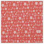 Snowflake Snowstorm With Poppy Red Background Fabric