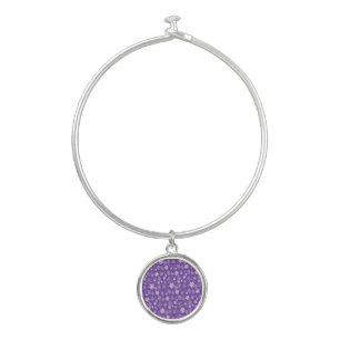 Snowflake Snowstorm With Purple Background Bangle Bracelet